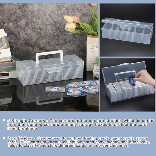 1 Clear Plastic Trading Card Storage Box Plastic Card Storage Case with Dividers - Picture 4 of 12