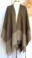 Worth 100% Wool Light Brown Tassel Pullover Shawl Poncho Sweater One Size OS FXL