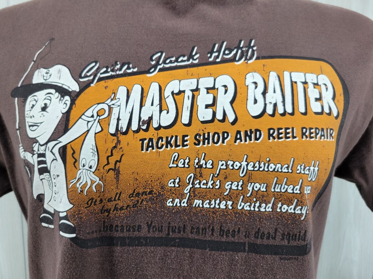 Master Baiter Shirt Men's Medium Brown Fishing Tee