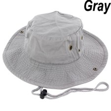 Mens Boonie Bucket Hat Cap Cotton Fishing Hunting Safari Summer Military Gray