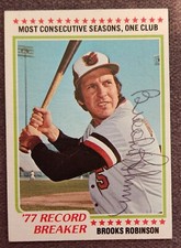 ⚾️BROOKS ROBINSON AUTOGRAPHED 1978 TOPPS BASEBALL CARD SIGNED BALTIMORE ORIOLES