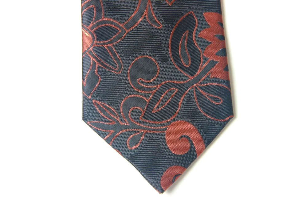 Новый классический цветочный черный оранжевый жаккардовый плетеный шелковый мужской галстук галстук - Изображение 3 из 4