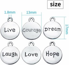 Word Charms Quote Charms Inspirational Charms Tag Charms Assorted Words 6pc