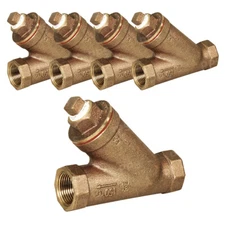 Midline Valve Y-Strainer Pipeline Filter Valve, FIP Connection Cast Brass (5 PK)