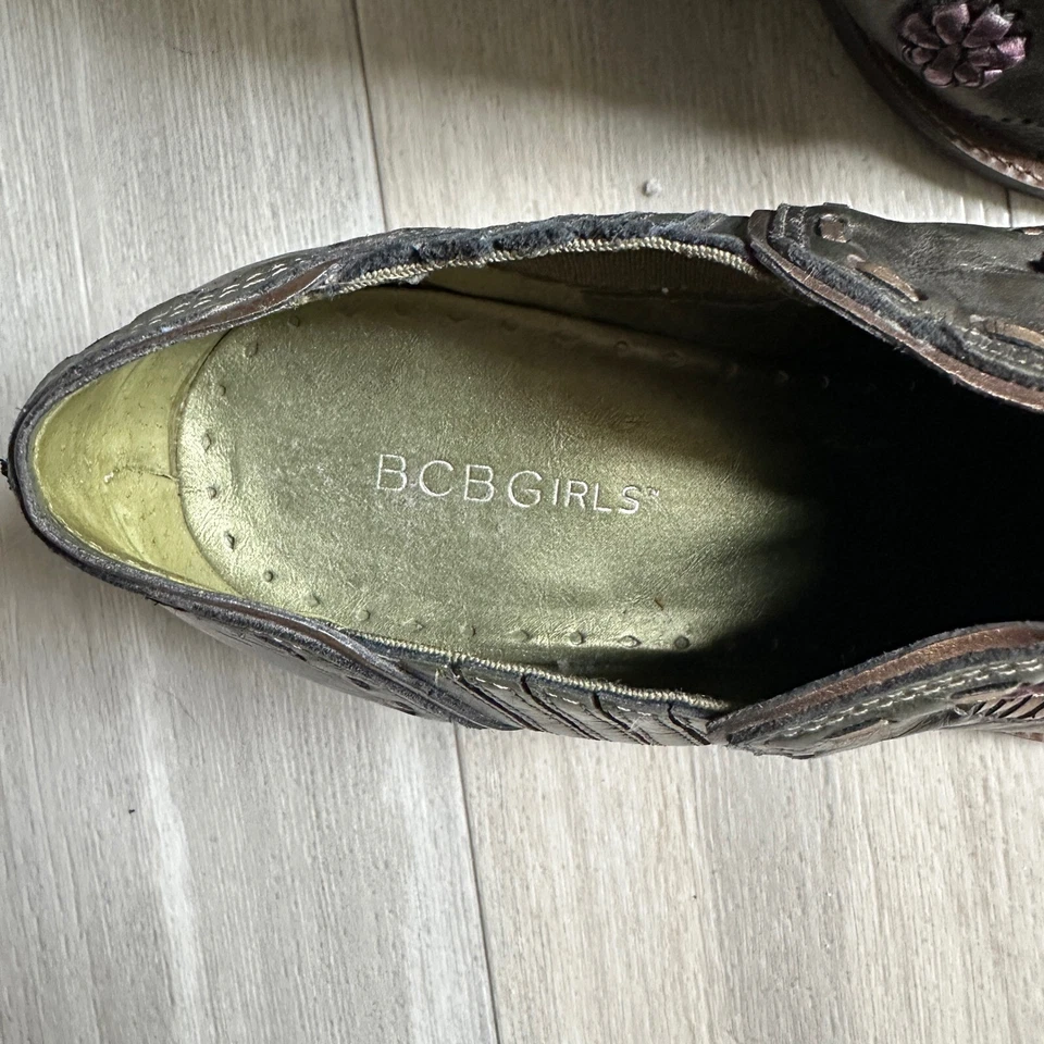 Y2K BCBGirl Botines de Cuero Metálicos para Mujer 9 Western Boho Festival Puntera Cuadrada Foto 4 de 4