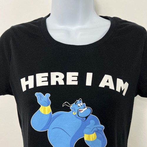 Disney Aladdin T-Shirt Youth Girls Large Black Short Sleeve Crew Neck Genie - Picture 2 of 8