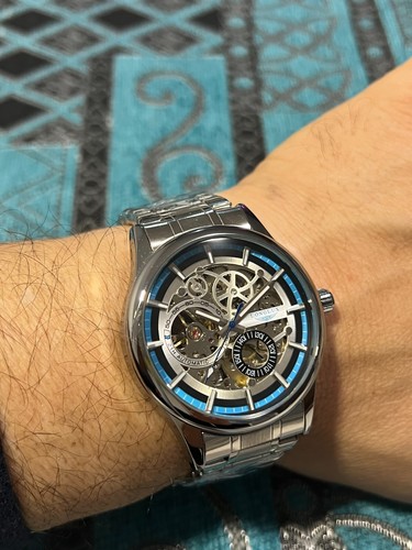 Orologio uomo meccanico automatico scheletrato acciaio Luminoso Skeleton 30m - Foto 7 di 13