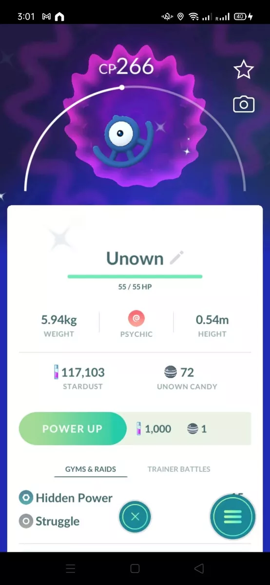 SHINY UNOWN U - Pokemon Go