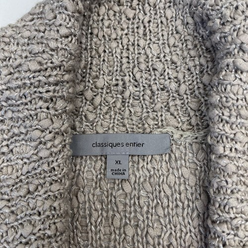 Classiques Entire Taupe Knit Short Sleeve Belted Cardigan Women’s XL New - Picture 4 of 8