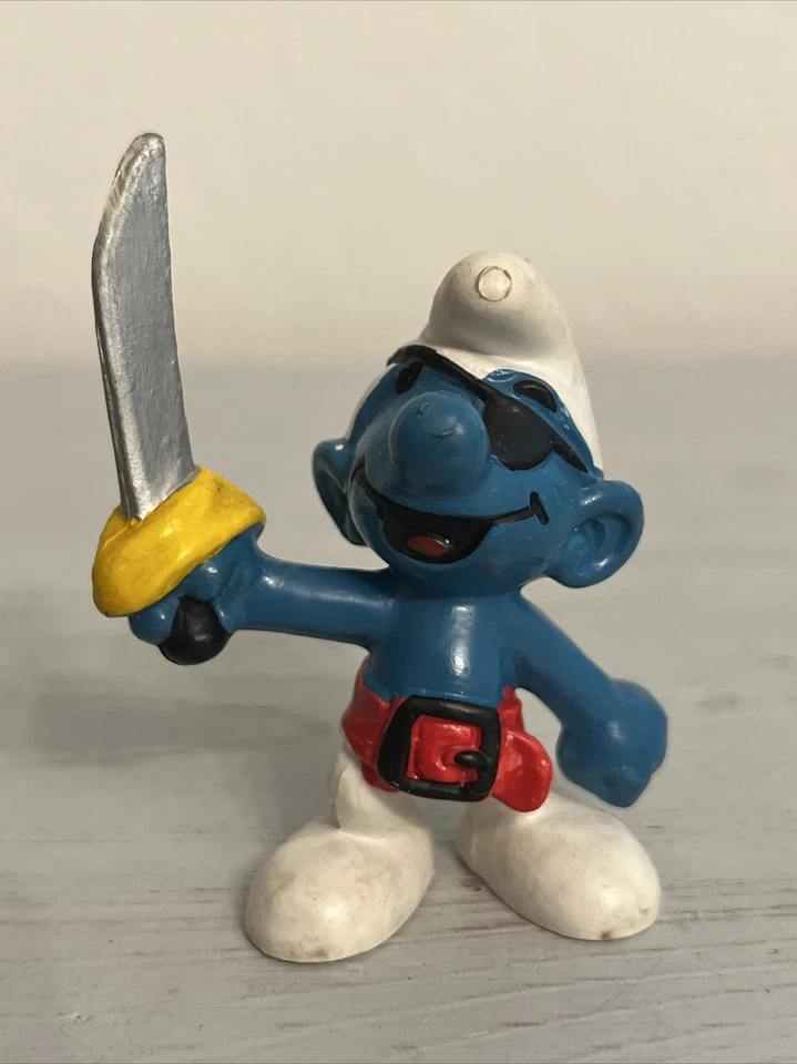 СМУРФИКИ ПИРАТ 🏴☠️ СМУРФ 2» ФИГУРКА VNTG (1978) PEYO ПВХ ИГРУШКА - Изображение 3 из 4