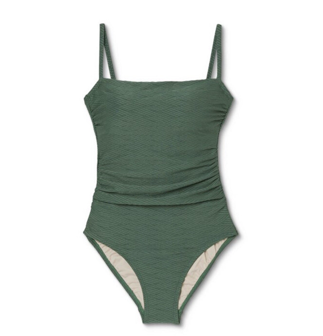 KONA SOL TARGET ONE PIECE SWIMSUIT SMOCKED SIZE S GRE… Gem