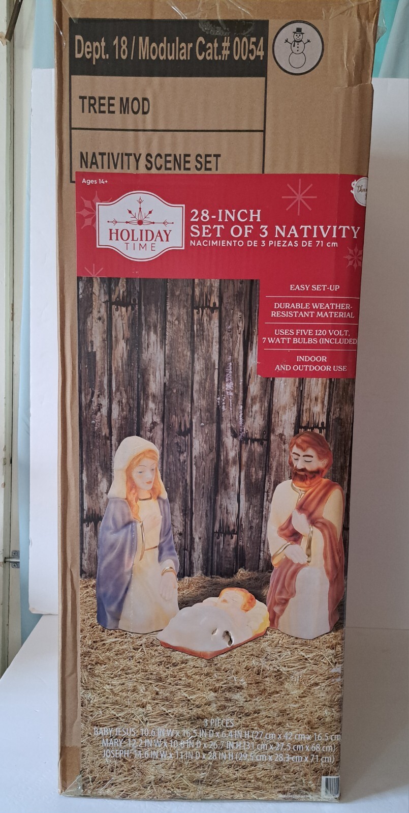 Holiday Time Blow Mold Nativity Set Lights Up 3 Pieces Brand New eBay