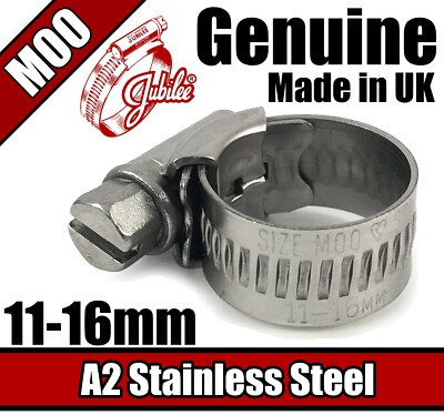 Original Jubilee A2 Edelstahlschellen Schlauchschelle Schneckenantrieb 11 mm - 16 mm M00