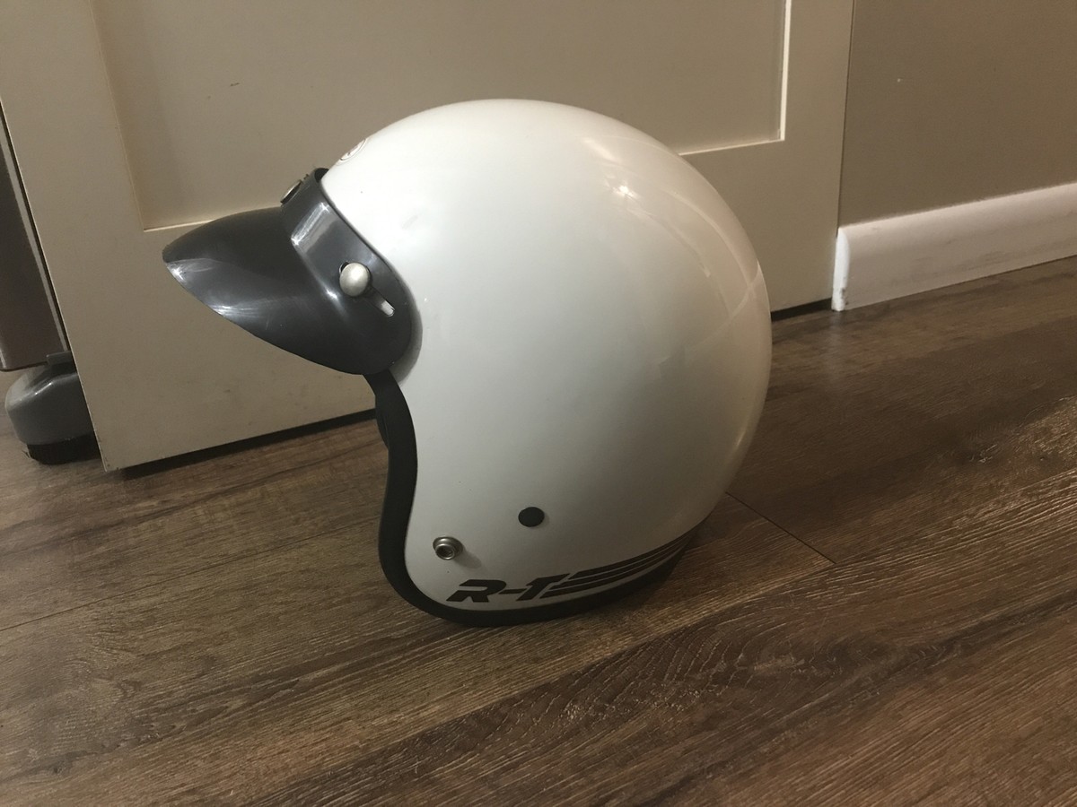 Vintage Bell RT Racing Motorcycle Helmet 7 1/4 White. Nice Shape