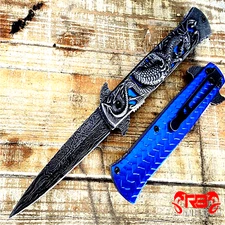 9" Dragon Spring Open Assisted Tactical EDC Folding Pocket Knife Blue