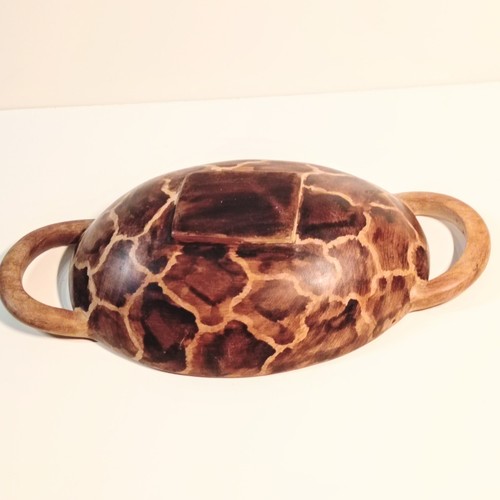Hand Made And Painted Wooden Salad Bowl For Snack Fruit Nuts ... 30/17/6 Cm - Picture 2 of 8