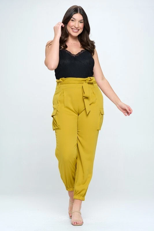 Plus Size Cargo Jumpsuit Stretch Lace Top and Solid Pants eBay