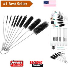 Stainless Steel and Nylon 8-Inch Bottle Cleaning Brushes Set of 10 for Clarity