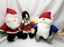 3 Vtg 1978 J.S. International Nylon Parachute Christmas Plushies Santas/Soldier