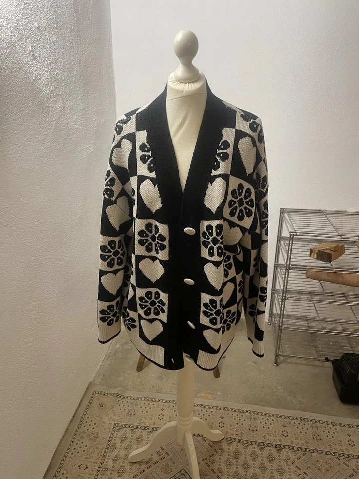Zara Schwarzweiße Strickjacke Gr L Damen Gebraucht, Pilling - Bild 1 von 4