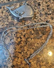 Vintage Torino Pewter Whale Trinket Box Stud Earrings Brooch & Necklace Pendant 