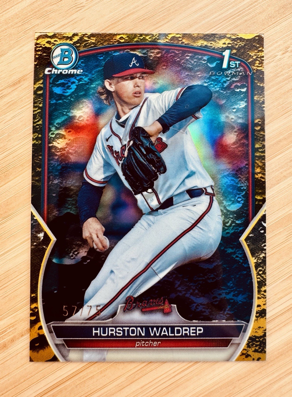 2023 Bowman Draft - Chrome Hurston Waldrep #BDC-114 Yellow Lunar Crater /75