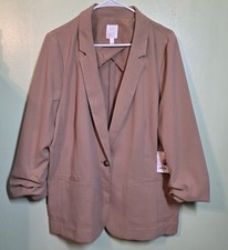 Lauren Conrad Blazer Sz XL Beige Ruched Sleeves 1 Button NWT Work To Weekend