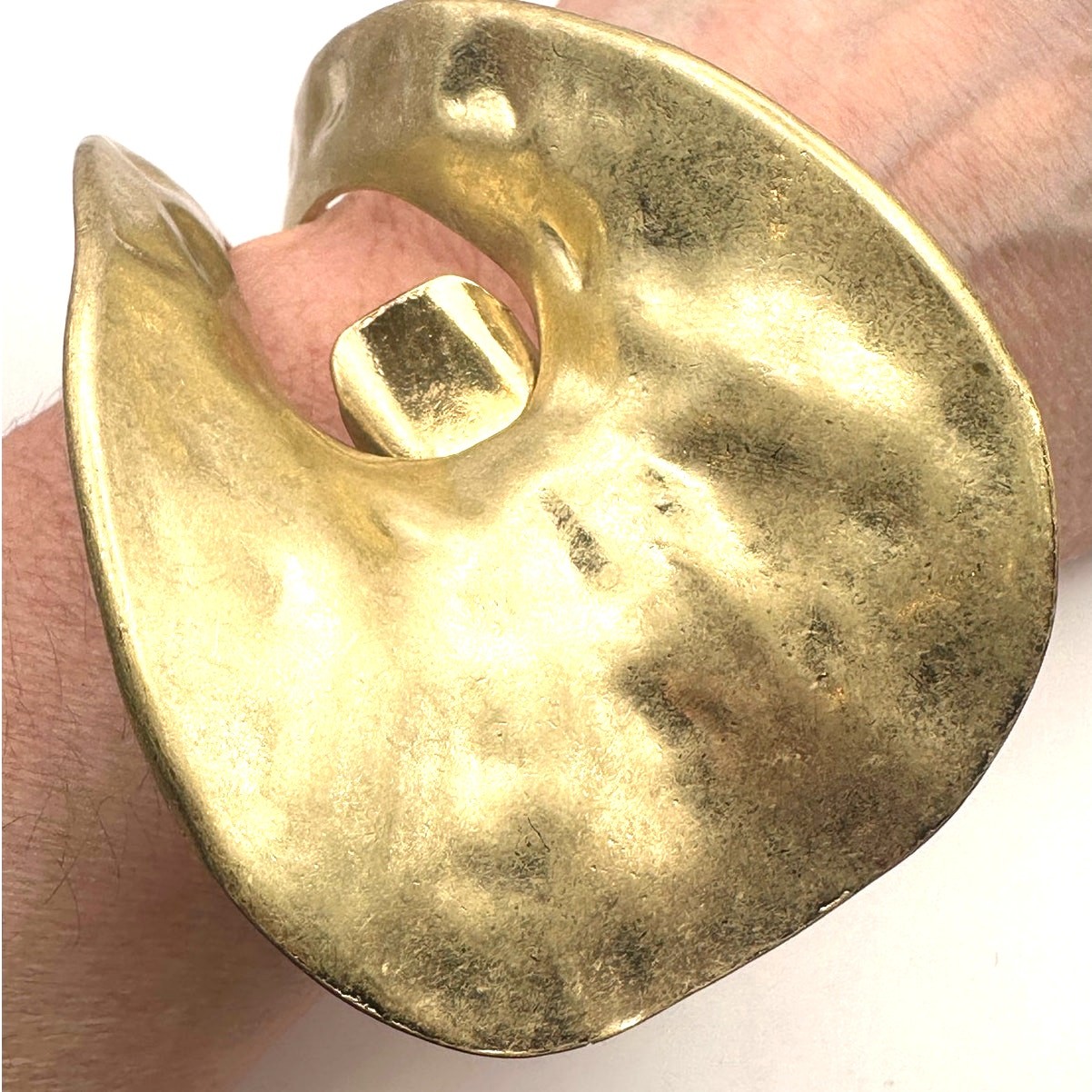 Oversized Statement Hinged Bracelet Gold tone Jew… - image 3