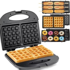 Waffle Maker,Donut,Hot Dog Machine Set,3-in-1 Multifunctional Breakfast Maker...