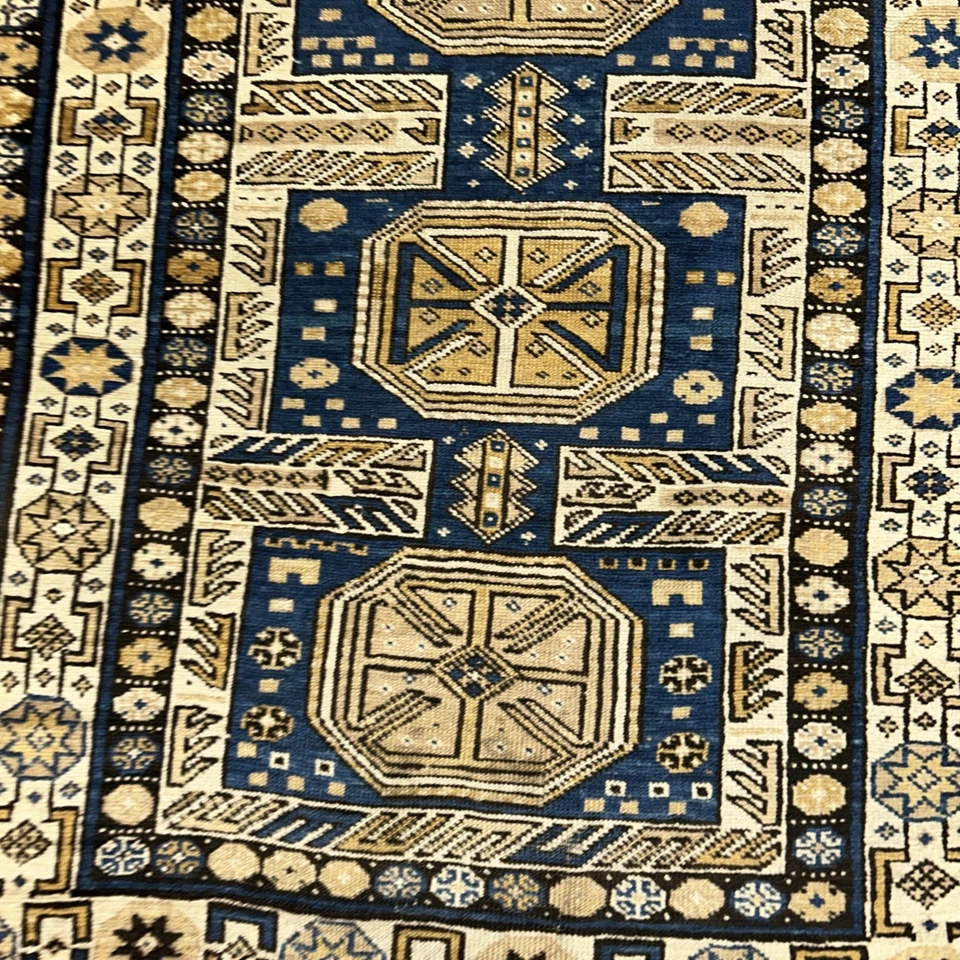 3.2 x 4 Handmade High Quality Caucasian Blue Kazak Rug Fine Wool - Image 2 of 4