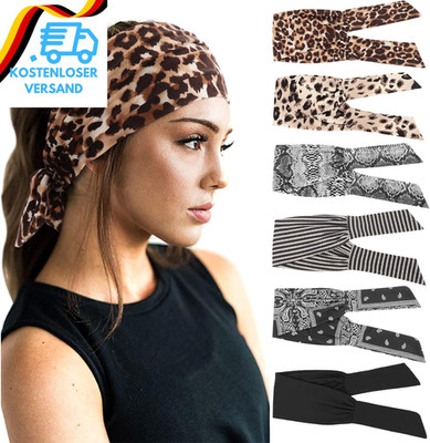 DRESHOW 6 Stück Damen Boho Stirnband Kopfband Haarband Gedruckt Stirnbänder Knot
