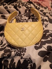 Chanel Yellow Quilted Half Moon Small Crossbo...