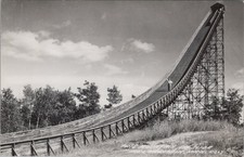 Pine Mountain Ski Slide Iron Mtn. Norway Michigan MI 1962 RPPC Postcard