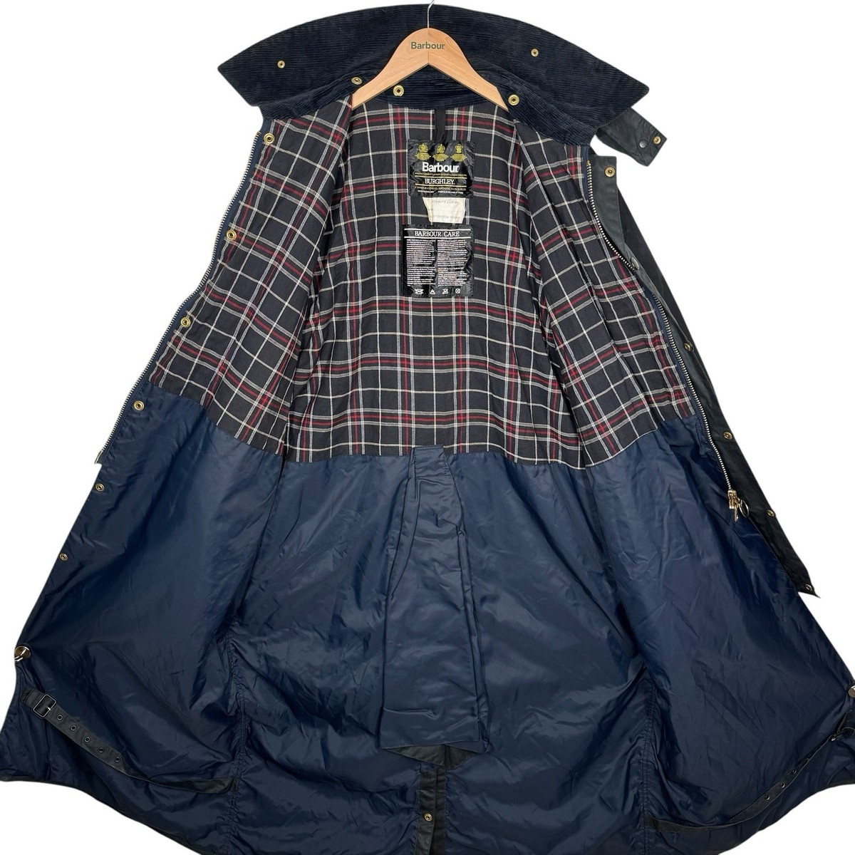 Barbour A170 Burghley Wax Coat Jacket Vintage 1990 Navy Blue Long