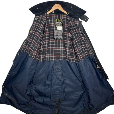 Barbour A170 Burghley Wax Coat Jacket Vintage 1990 Navy Blue Long