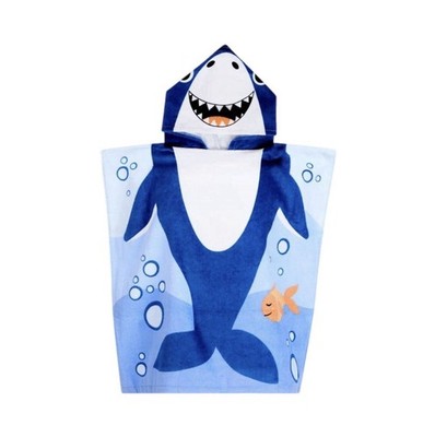 Badeponcho Hai Strandponcho Handtuch mit Kapuze Kinder 60x60 Cm Blau Strandtuch