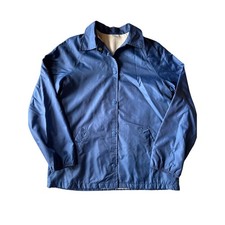 Vintage 50’s Sears Navy Blue Nylon Cotton Lined Full Button Snap Medium Jacket
