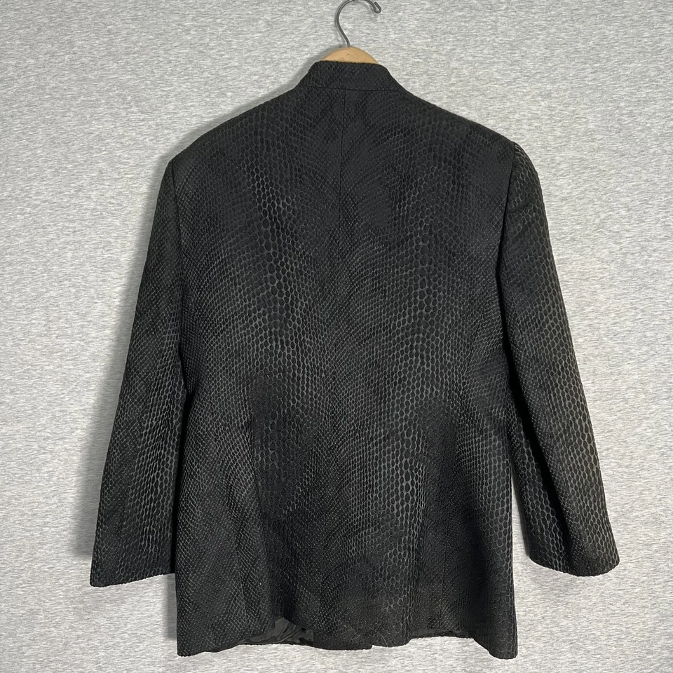 Giorgio Armani Blazer Womens 46 IT Green Black Wool Silk Snake Textured Luxury - Image 3 of 4