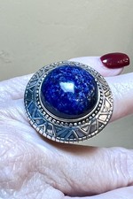 LOVELY Designer Large, Ornate Sterling Silver Lapis Lazuli Gemstone Ring