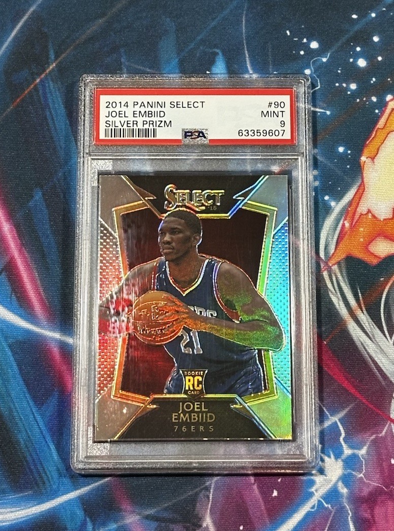 2014 Panini Select Joel Embiid SILVER PRIZM ROOKIE RC #90 PSA 9 MINT
