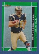 BRIAN LEONARD 2007 Finest Green Refractor RC #118 Rams Rookie Card Topps #/199*. rookie card picture
