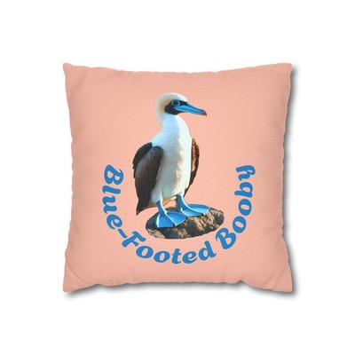 Blue-footed Booby Pillow Cover, Coastal Bird Ocean Wildlife Throw Pillowcase