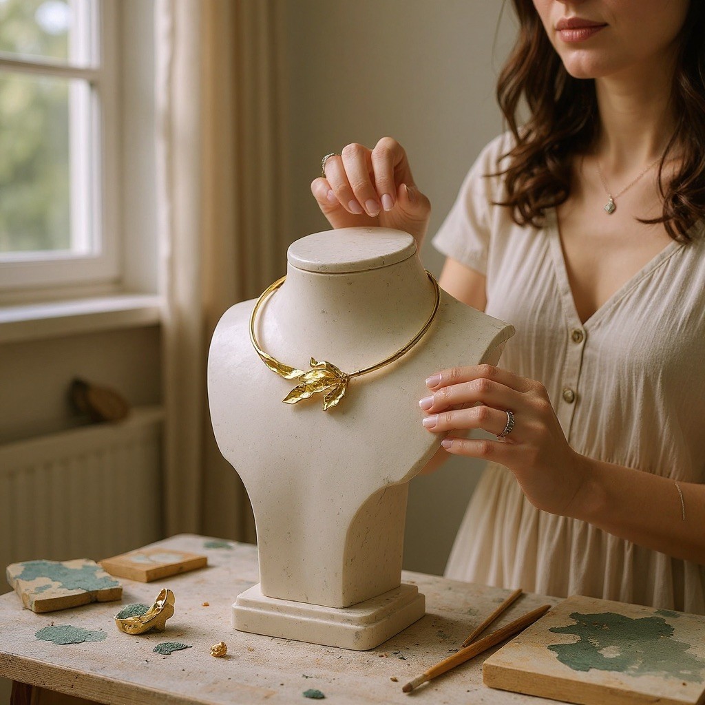 Necklace Flower Zara Choker Statement Gold Open Leaf Petal Collar Boho Maple