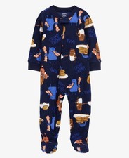 Carter's 5t Boy's Fleece Footed Footie Pajamas Winter Monsters Bacon Pancakes