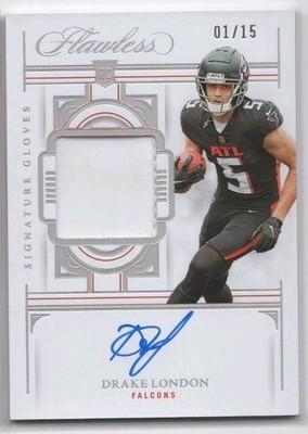 2022 Panini Flawless Drake London RPA Signature Gloves Silver /15 Falcons Rookie