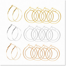 60 Pieces of Open Round Hoop Earrings for DIY Jewelry