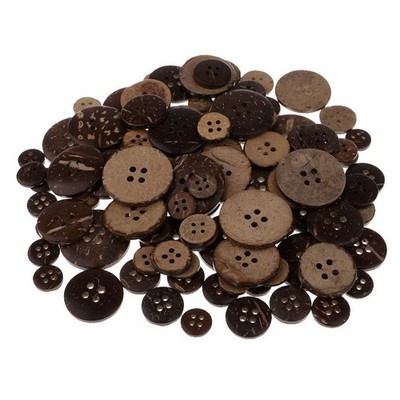 100 Stücke Brown Coconut Shell 4 Löcher Nähen Knöpfe für DIY Heimtextilien