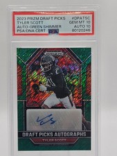 2023 Panini Prizm Draft Picks TYLER SCOTT Green Shimmer 8/8 AUTO Rookie PSA 10