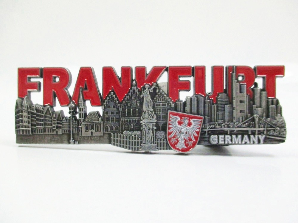 Frankfurt magnet metal souvenir Germany Römer skyline banks big letter
