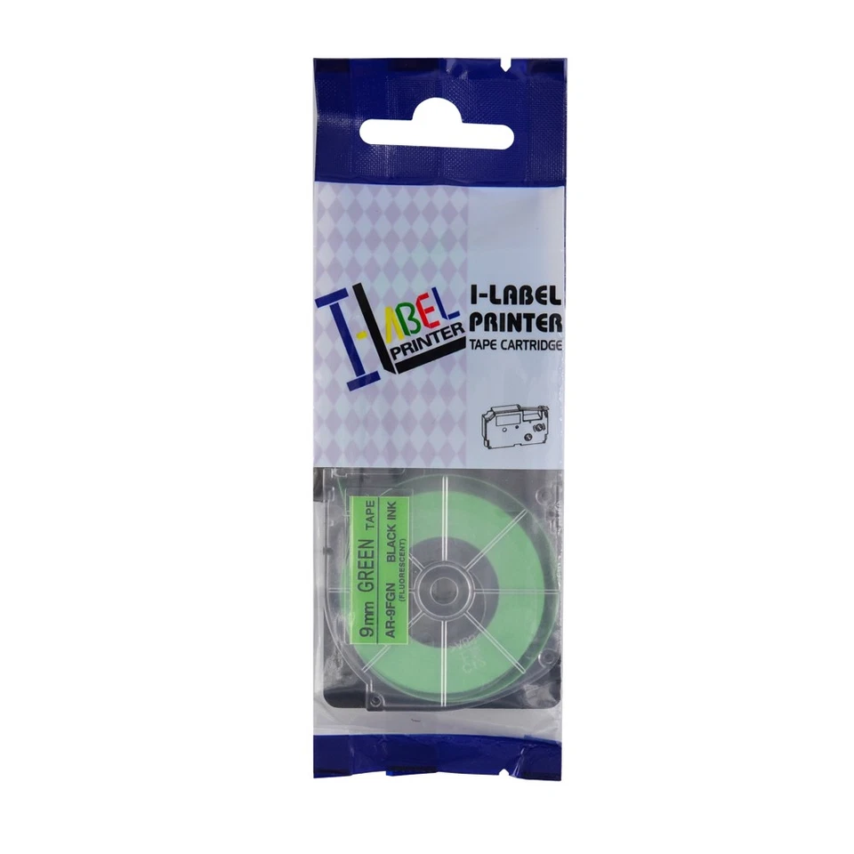 9mm Compatible with Casio kl-60 XR-9FGN Black on Fluorescent Green Label Tape - Image 2 of 4